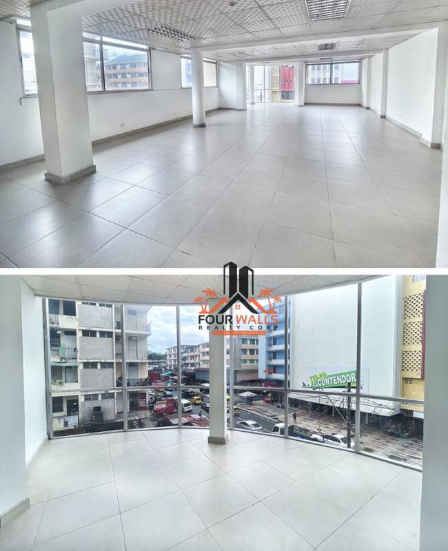 Spacious commercial interior office with large windows and tiled floors Calidonia Panama City