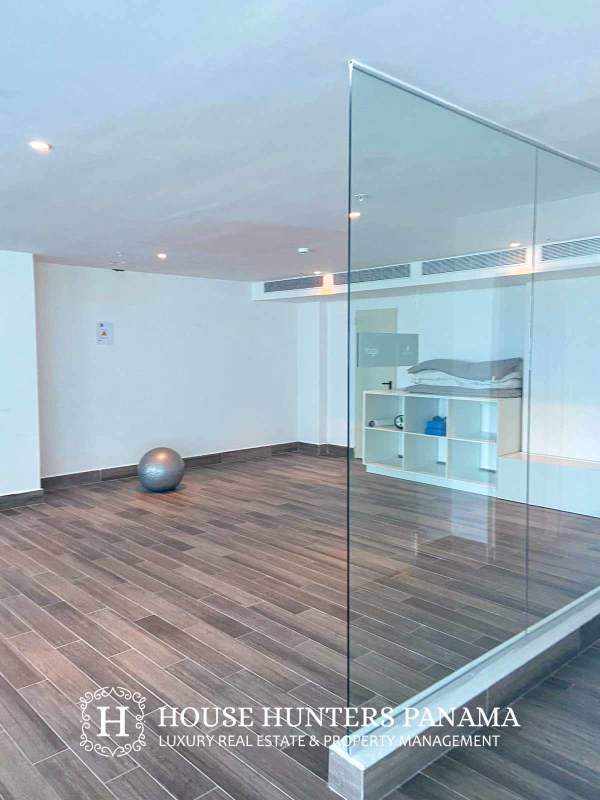 Indoor jacuzzi spa with city view windows inside PH Dynasty Residence Bella Vista Panama