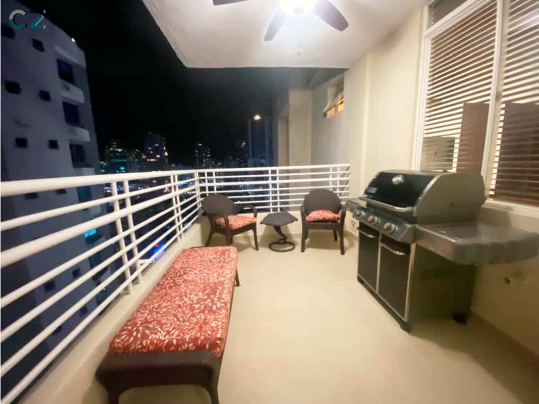 Private balcony with city skyline view at night PH Sunrise Obarrio Panama