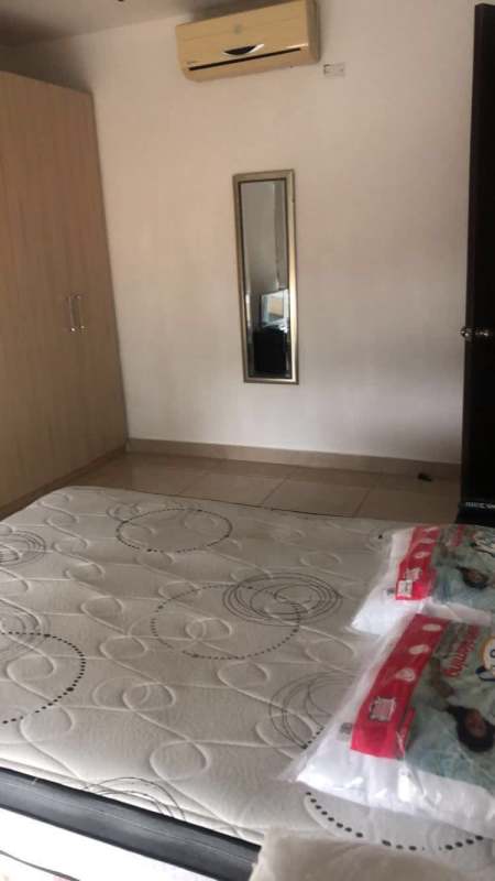 Minimalist room with wardrobe, AC, mirror, tile floors furnished rental Panama