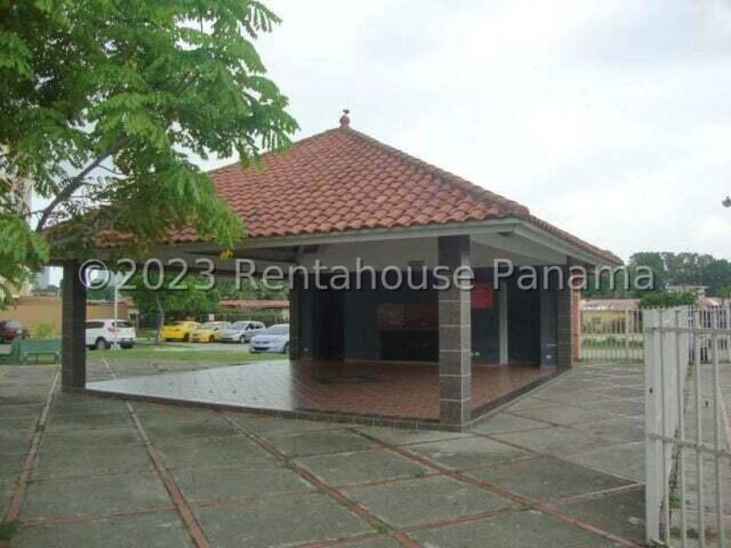 Gazebo with terracotta tile roof and paved surroundings at PH Campo Limberg Panama City