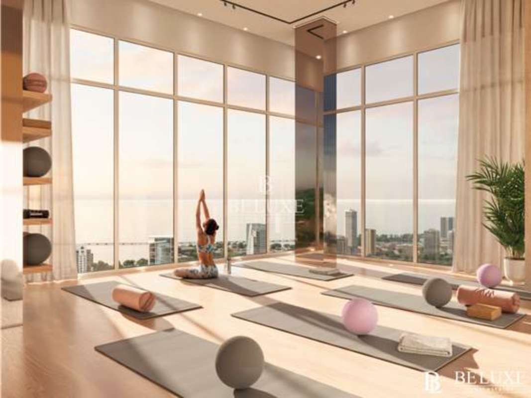 Yoga studio with panoramic city and ocean view in PH Costanera Torre Aqua Bella Vista Panama