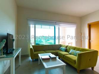 Living room with access to balcony and ocean view at Playa Escondida Panama