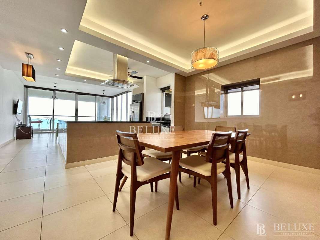 Master bedroom with panoramic windows, ocean views furnished PH Rivage Panama