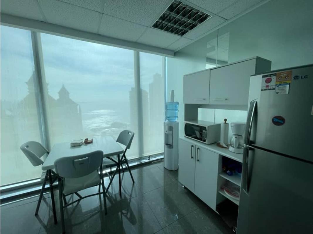 Modern kitchenette with ocean views in Oceania Business Plaza Punta Pacifica Panama