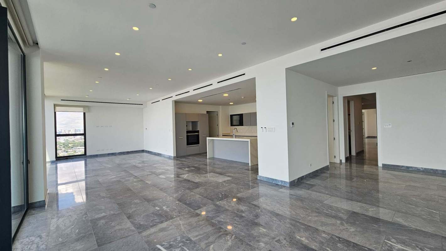 Open kitchen with marble countertops Italian cabinets island PH Upper East Costa del Este Panama