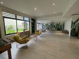 Spacious kitchen with island modern cabinetry marble floors PH Nativa Panama
