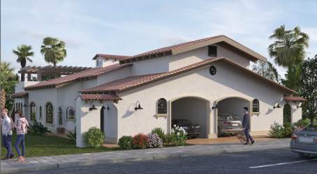 Mediterranean style house with garage, clay roof tiles, lush garden in Playa Venao
