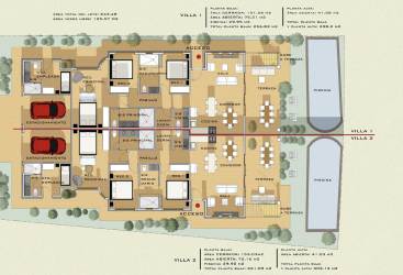 Architectural floor plan of luxury villa complex at The Village Playa Venao with pool and garden