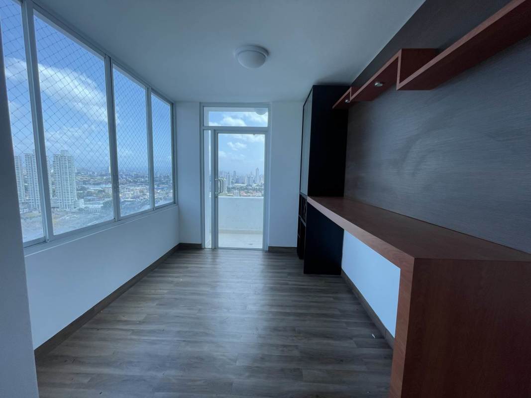 Spacious kitchen with granite countertops island city views PH Mont Royale penthouse Panama City