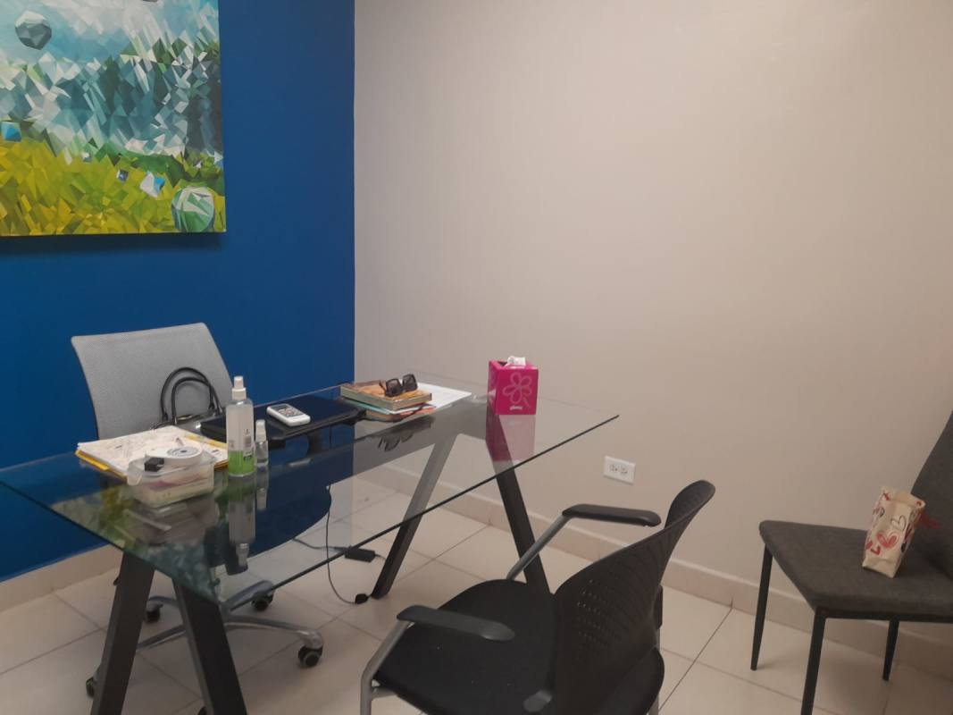 Private furnished office space with abstract painting in PH BICSA Tower San Francisco Panama City