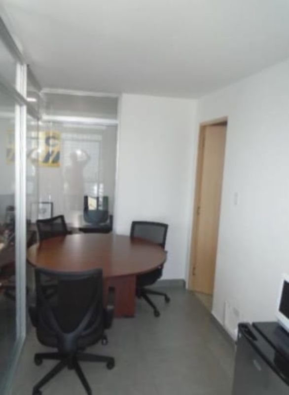 Rooftop pool with wooden deck and palm trees overlooking Panama City skyline at PH Los Colores