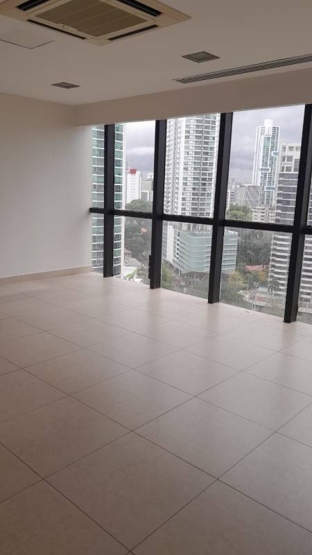 Private enclosed corporate office suite with panoramic window views at PH Torre BAC, Avenida Balboa Panama City