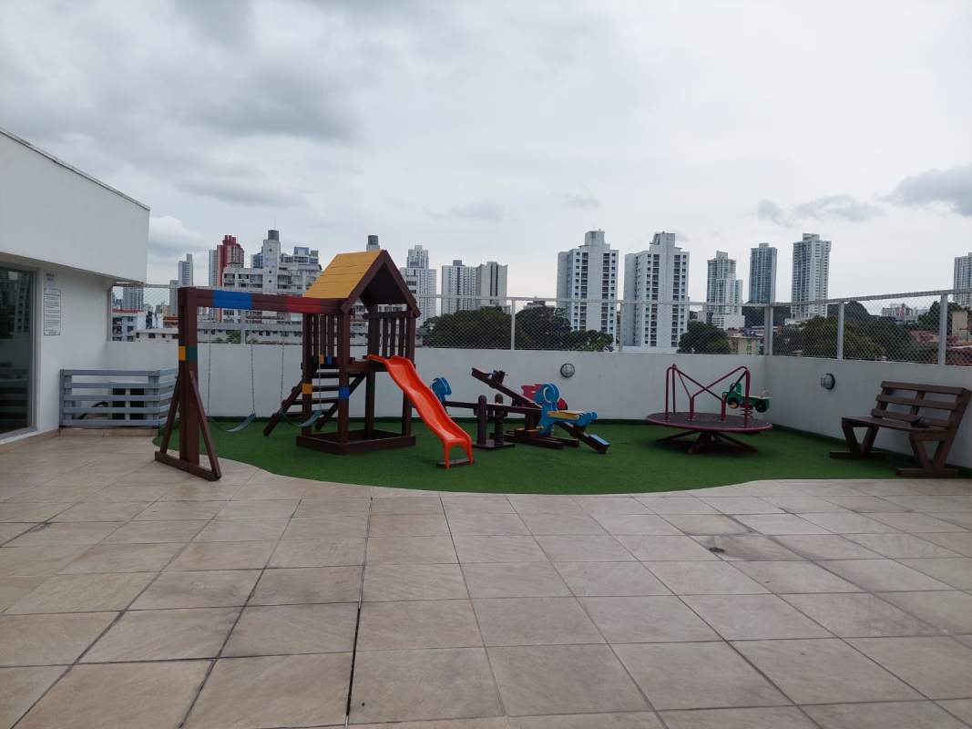 Secure rooftop playground swings slides skyline view PH The Riverside Parque Lefevre