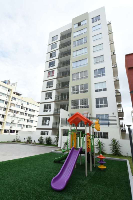 Modern high-rise PH Santerra with playground area in Parque Lefevre Panama City