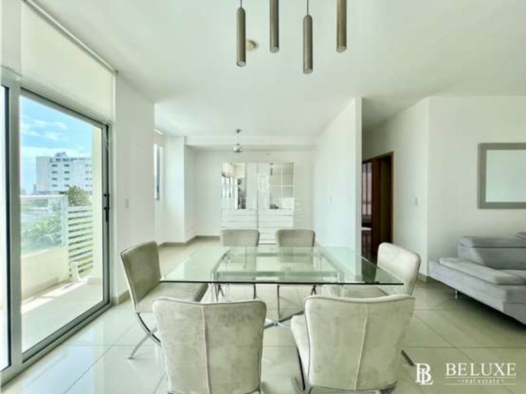 One bedroom with built-in closet, ceiling fan, AC, and balcony in PH Firenze Panama