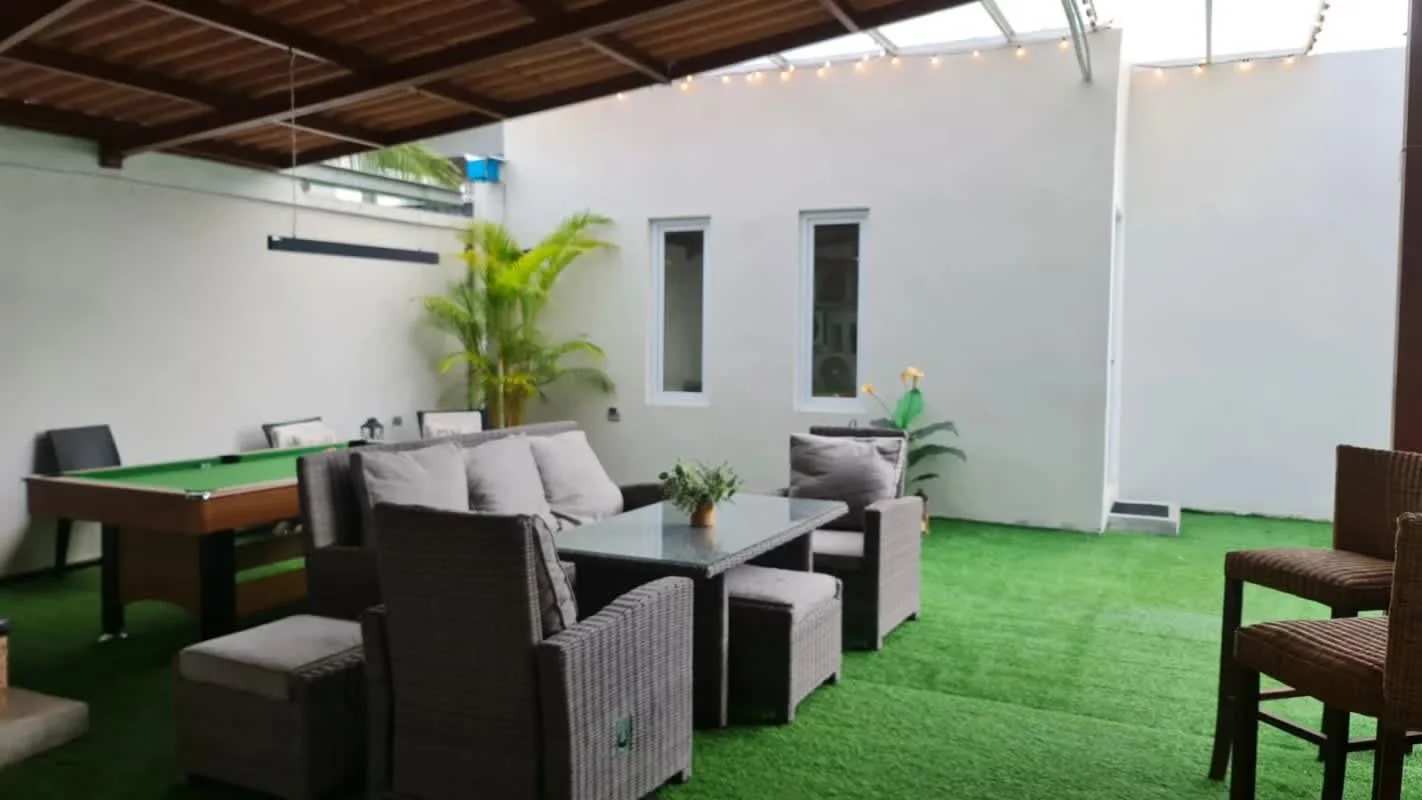 Mediterranean yellow single story homes with red tiled roofs Palma de Mayorca