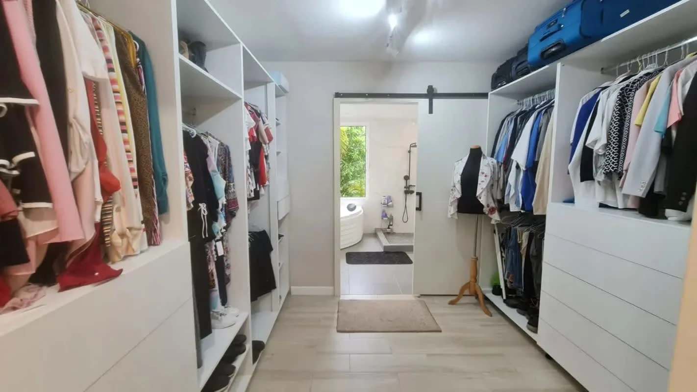 Separate study room with double desks and shelving in house Villa Zaita