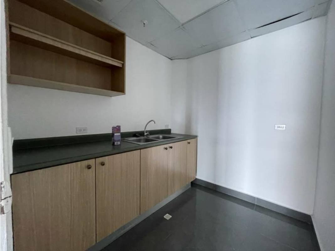 Compact kitchenette with sink inside modern office at Oceania Business Plaza Punta Pacifica Panama