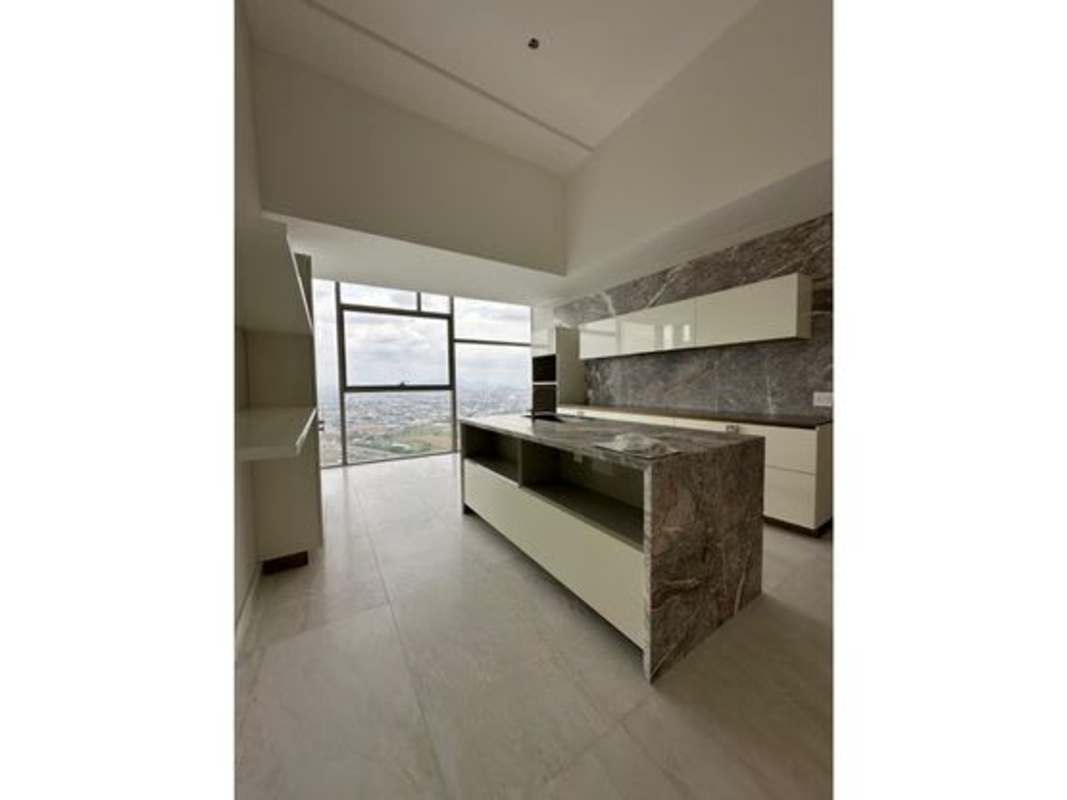 Italian designer kitchen by Fendi Casa with marble countertops and city views in PH La Maison Panama
