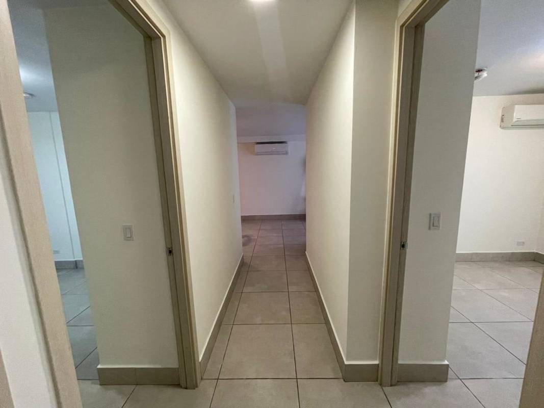 Private balcony with panoramic skyline and hills view in PH Sky Point Towers Miraflores Panama City