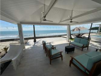 Beachfront gazebo BBQ with shade and ocean views El Palmar San Carlos Panama