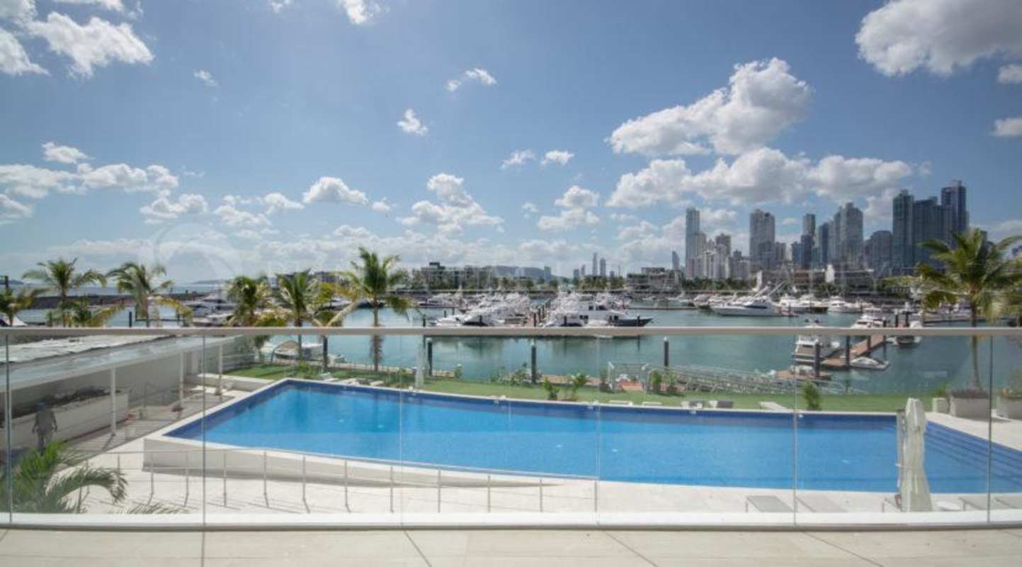 Open concept kitchen with quartz counters ocean vistas in Beach Club Residences Ocean Reef Islands Panama