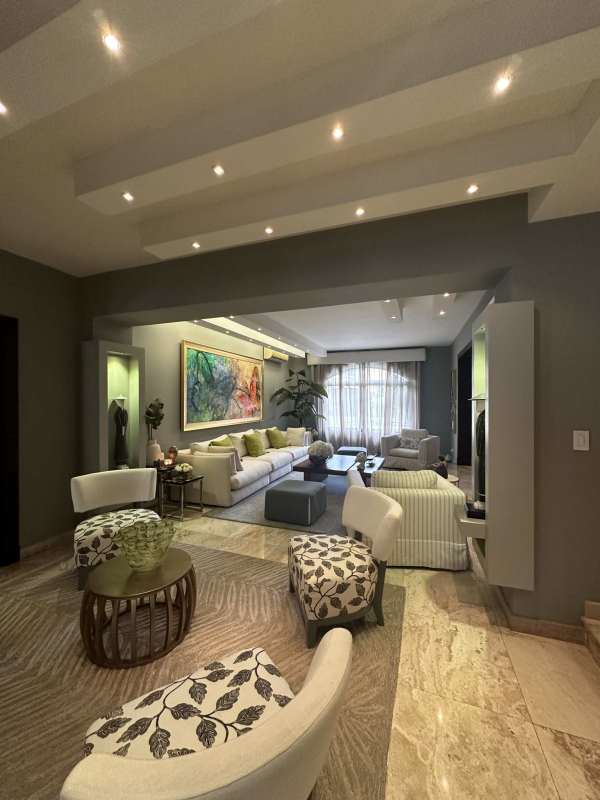 Spacious luxury living room double height ceilings modern decor in Costa del Este Panama
