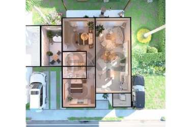 Spacious open living and dining room with large windows and tropical views in La Zahina Villas Playa Venao