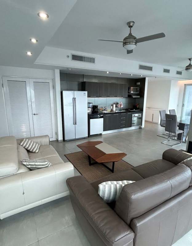 Dining area with panoramic oceanfront windows in PH Yacht Club Avenida Balboa Panama City