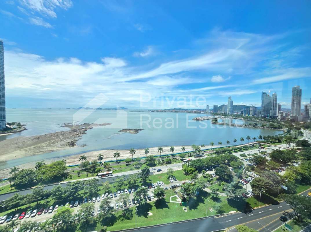 Rooftop infinity pool with panoramic ocean skyline views at PH Grandbay Panama City