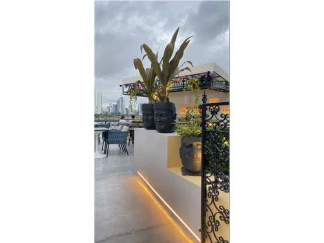 Colorful interior dining space in colonial commercial building Casco Viejo Panama