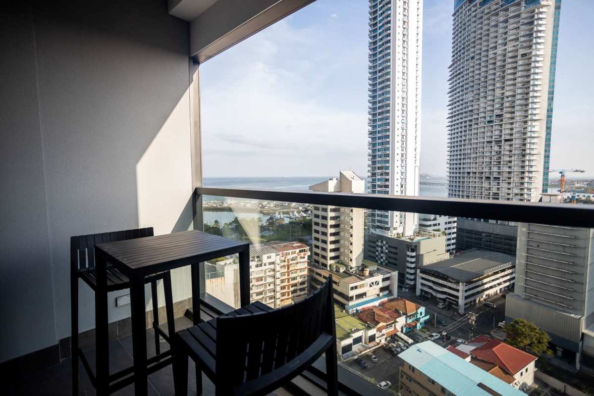 Spacious living area with panoramic city and ocean views PH BICSA Financial Center