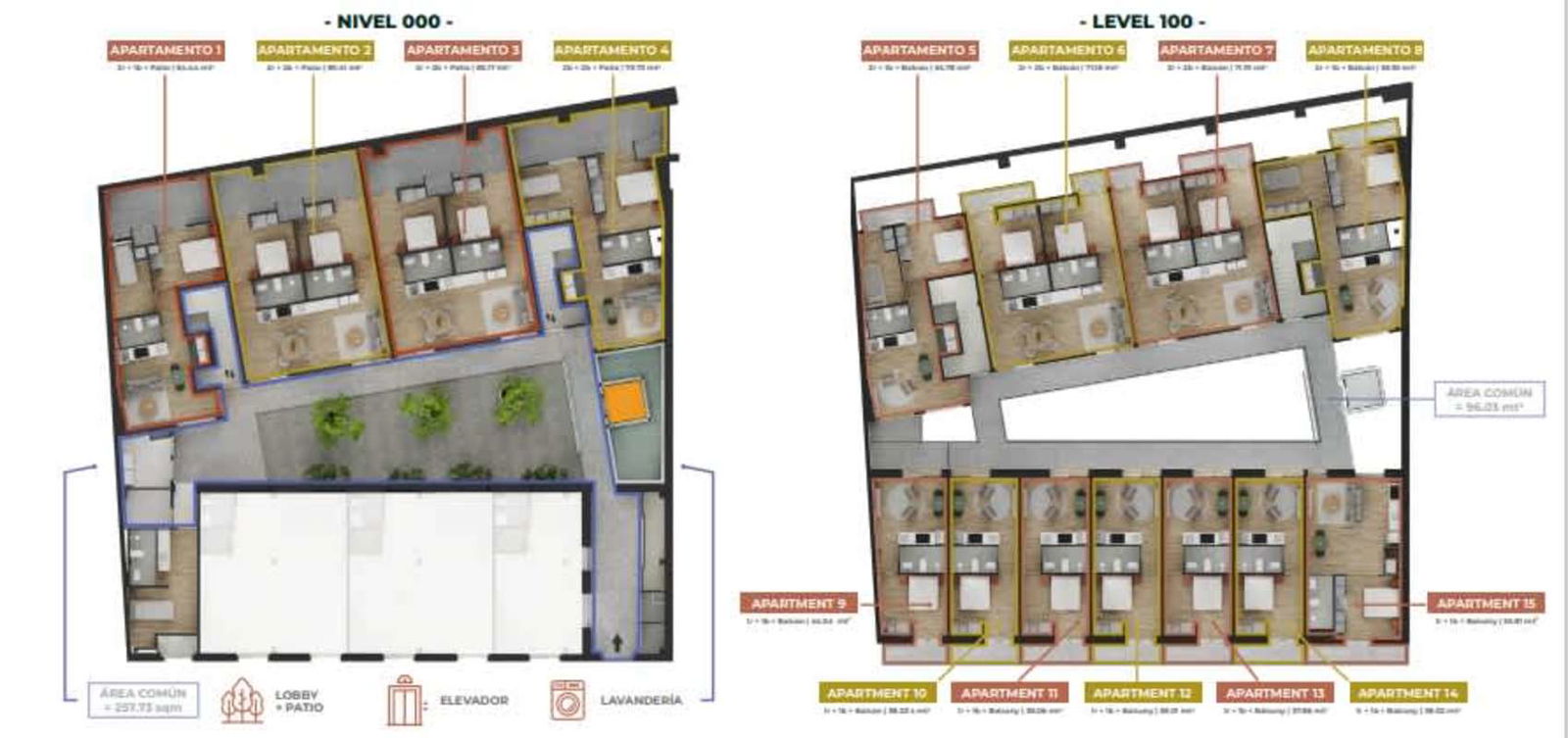 Architectural floor plan multi-unit levels in Casco Viejo boutique condominium