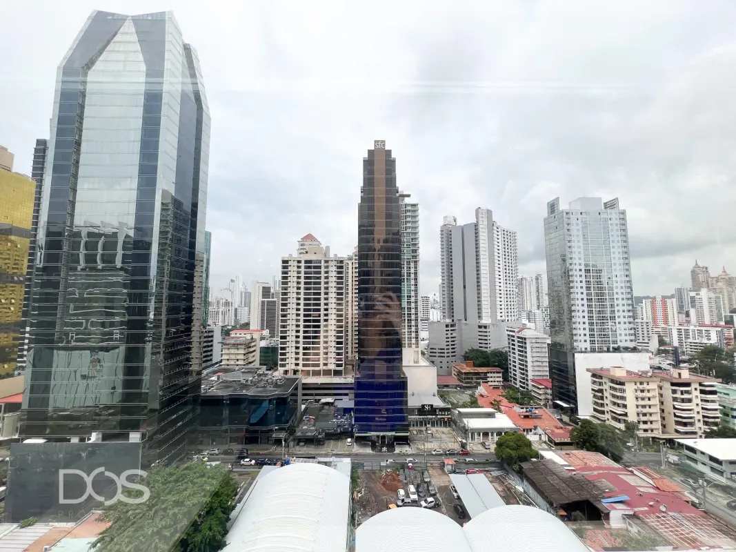 Glass partition private office with view furnished Sortis Business Tower Panama City
