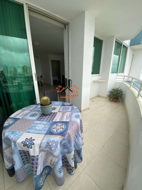 Bedroom with large closet window and tiled floors in PH Terrazas de Miraflores Betania