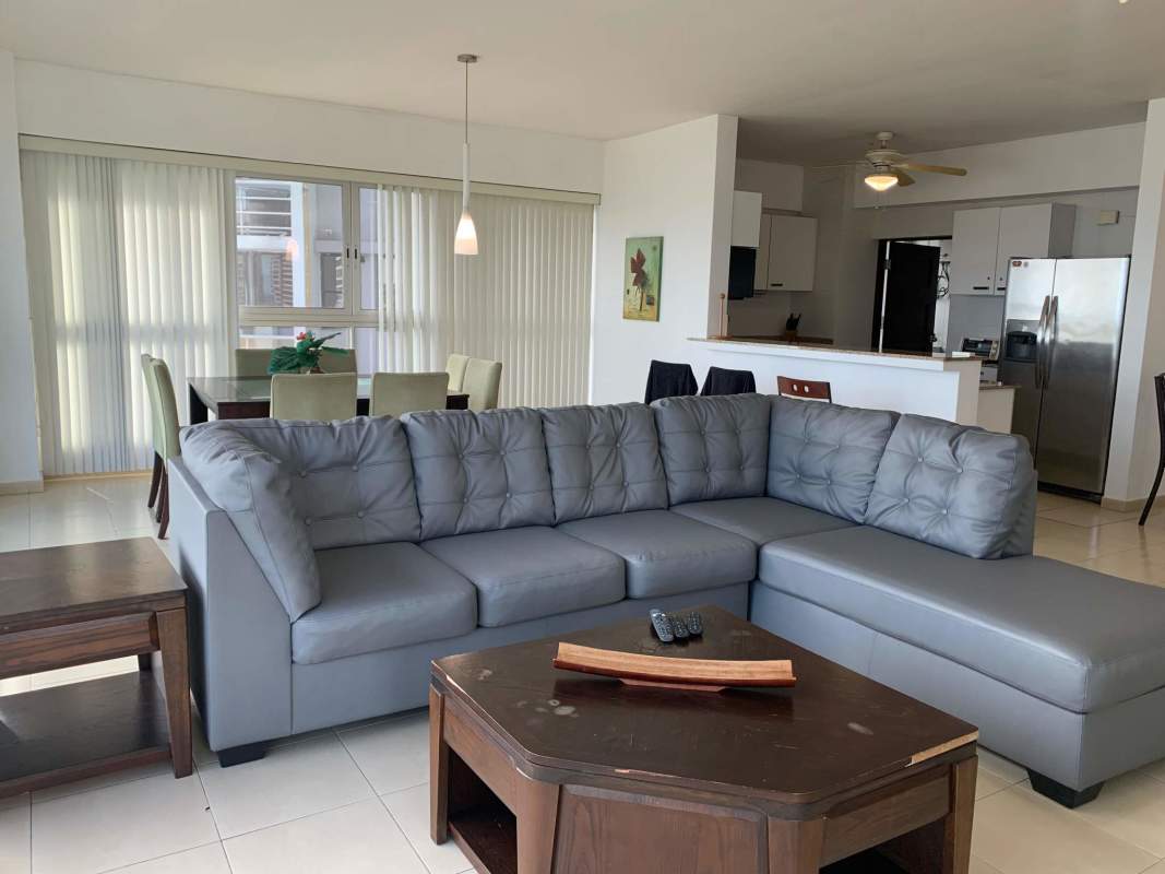 Large bedroom furnished with ocean view balcony Grand Bay Avenida Balboa Panama City