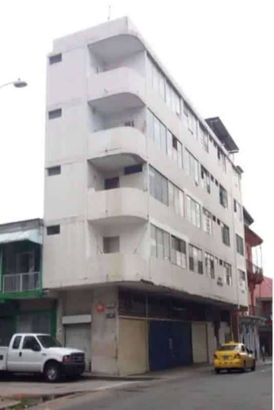 Corner colonial building with arched windows and balconies Casco Viejo San Felipe Panama City