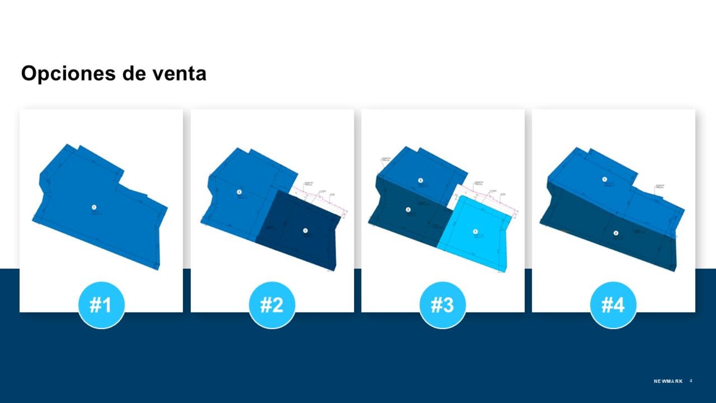 Site division floor plan showing four options on Las Mañanitas industrial land Panama