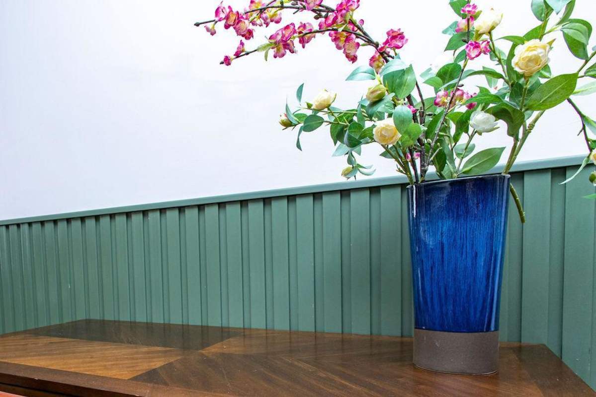 Modern bathroom with glass shower divider and contemporary vanity in PH La Cuadra Casco Viejo