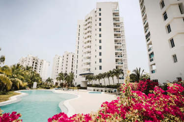Crystal lagoon and resort pools at Playa Blanca Founders Tower Panama