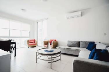 Bright bedroom with closet and ocean views in Founders Tower Playa Blanca Panama