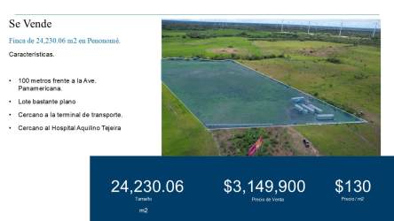 Aerial view of 2.4 hectares flat land near Penonomé city Panama