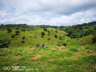 Scenic green hills with sparse trees and partly cloudy skies in Santa Rosa Capira Panama