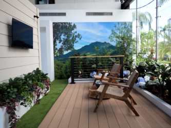 Aerial amenities plan with swimming pools, jacuzzis, terraces, restaurant in Boquete Condo