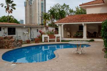 Private swimming pool with covered terrace and BBQ area in Coronado beach house Panama