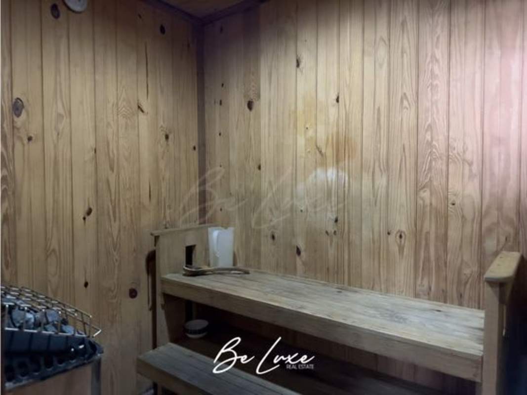 Private sauna with wood interior in luxury PH Villa del Mar condo Panama City