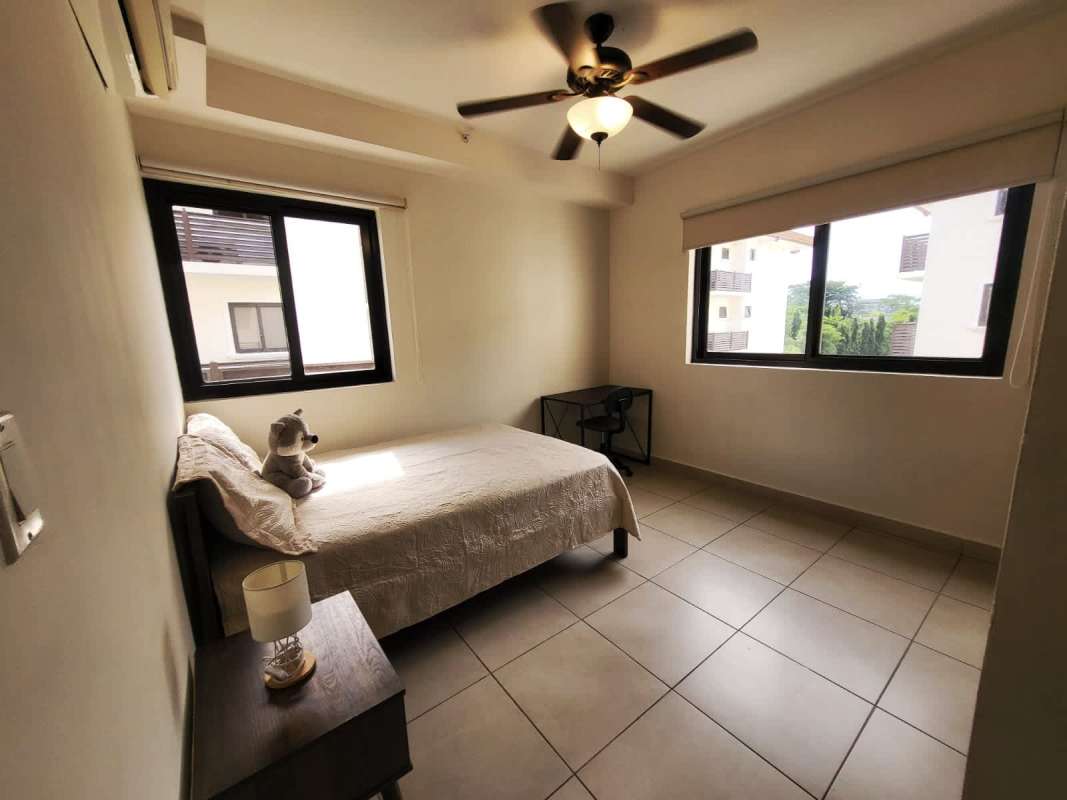 Contemporary bathroom with walk-in shower and granite counter Embassy Club Panama