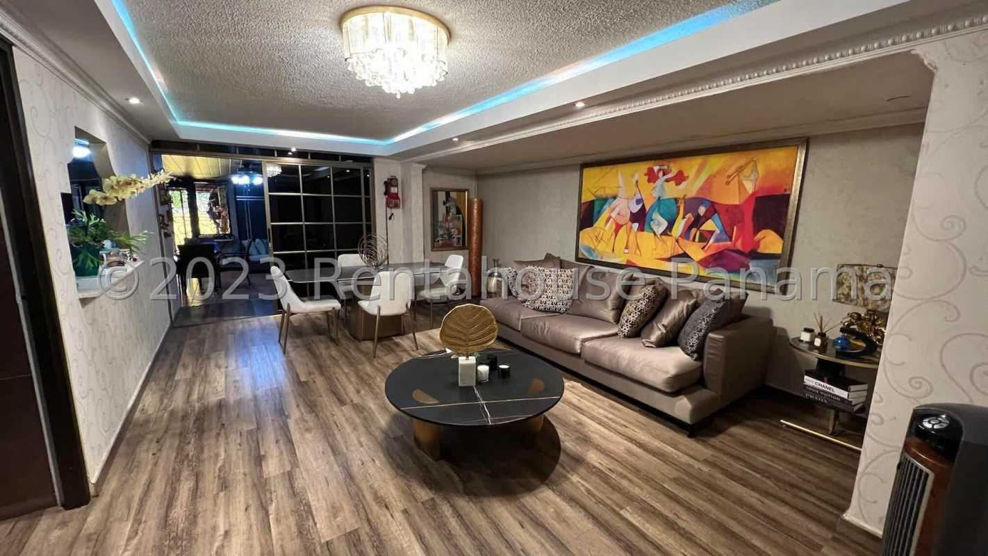 Spacious modern living room with wooden flooring and contemporary design Condado del Rey Panama
