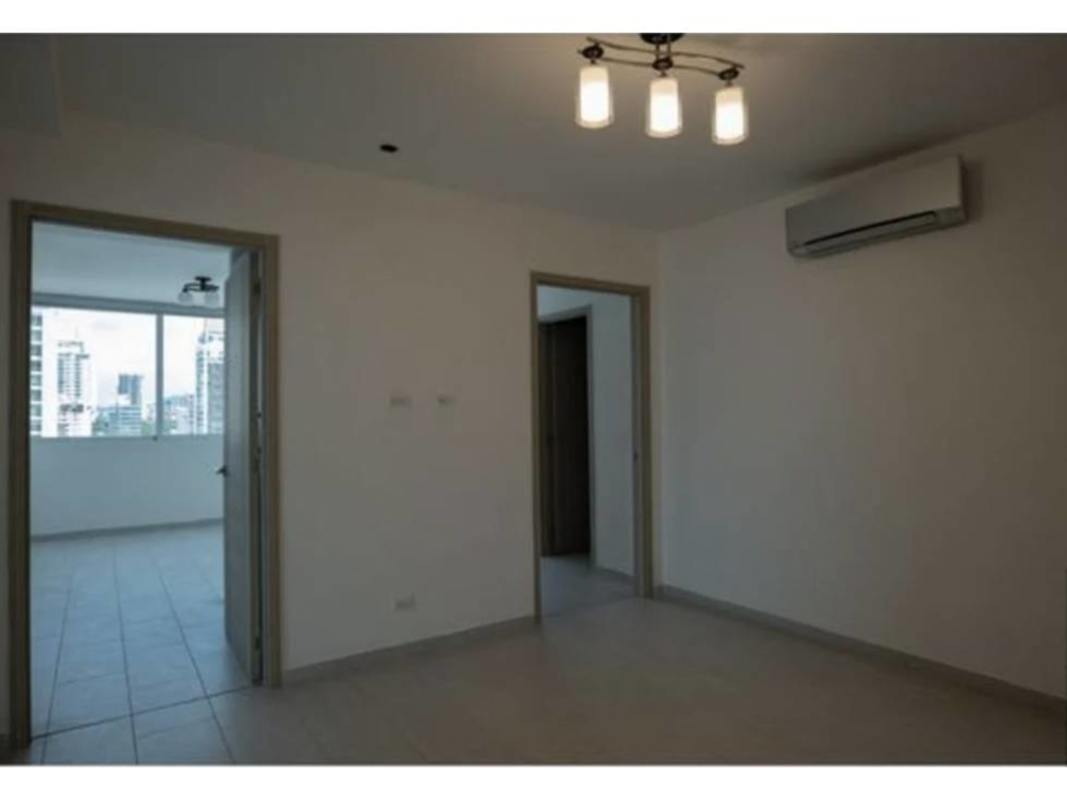 Bright living room with large windows and AC split unit PH The Towers Panama City
